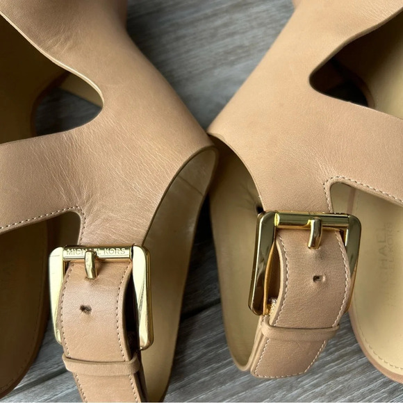 Michael Kors  Beige Leather Wedge Sandals - Picture 7 of 15